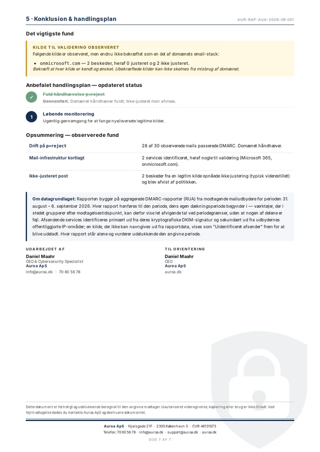 Side 7: afsnit 5, konklusion, handlingsplan og datagrundlag
